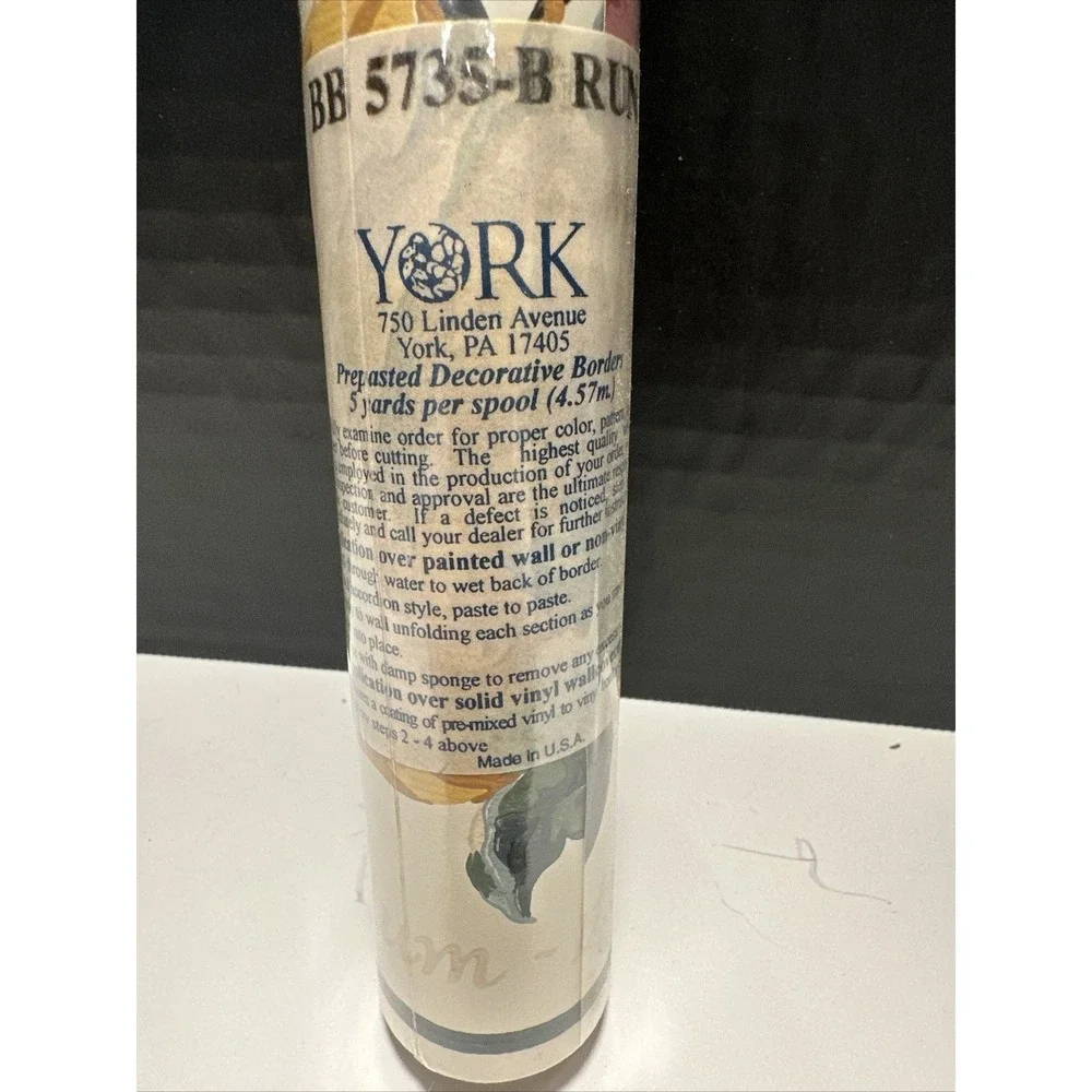 Vintage York Wallpaper Border 5 Yard Spool Apple Fruit Bounty SEALED